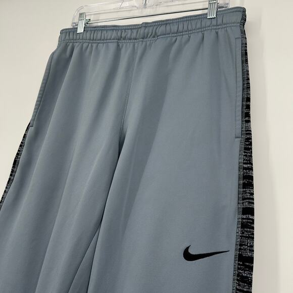 Vintage y2k Nike Men's L therma fit grey Wide Leg Baggy Sweatpants synch ankles - Picture 3 of 9